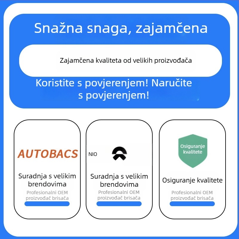 Visokokvalitetna ojačana traka brisača s teflonskim premazom, dvostruka A-klasa za automobil