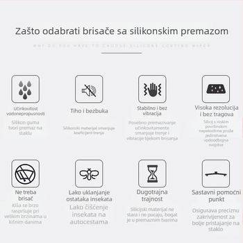 Bezokvirna šipka brisača s silikonom premazom — zamjenski dio TTD, sklop ruke 650, kut brisanja 180°, opći modeli