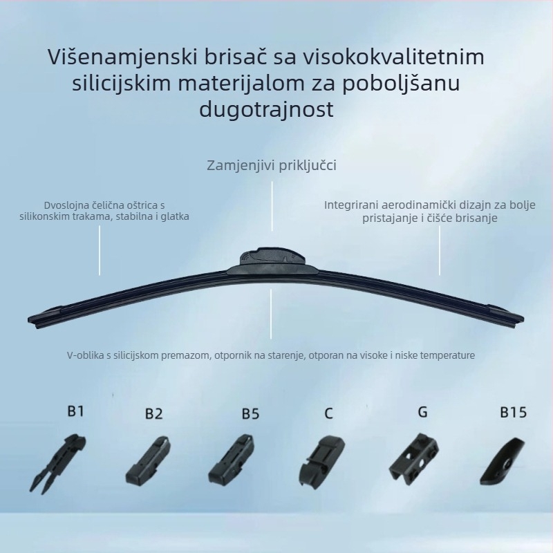 Brisač bez okvira sa silikonskim premazom, model F71, kompatibilan s 99% modela, kut brisanja 90°, djelomično brisanje, Cardason.