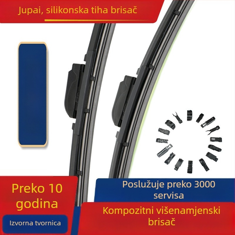 Kompozitni višenamjenski bezokvirni brisač za auto, veliki zakrivljeni dizajn, univerzalni U-tip konektor