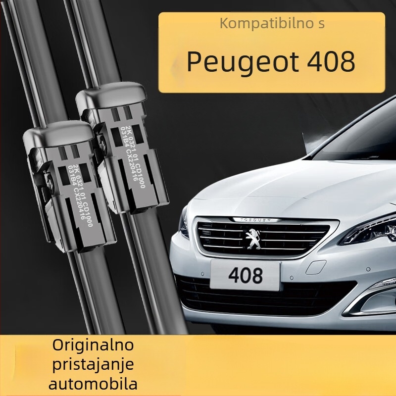 Brisač bez okvira za Peugeot 408, gumena traka, tiho rad, Far Sailor