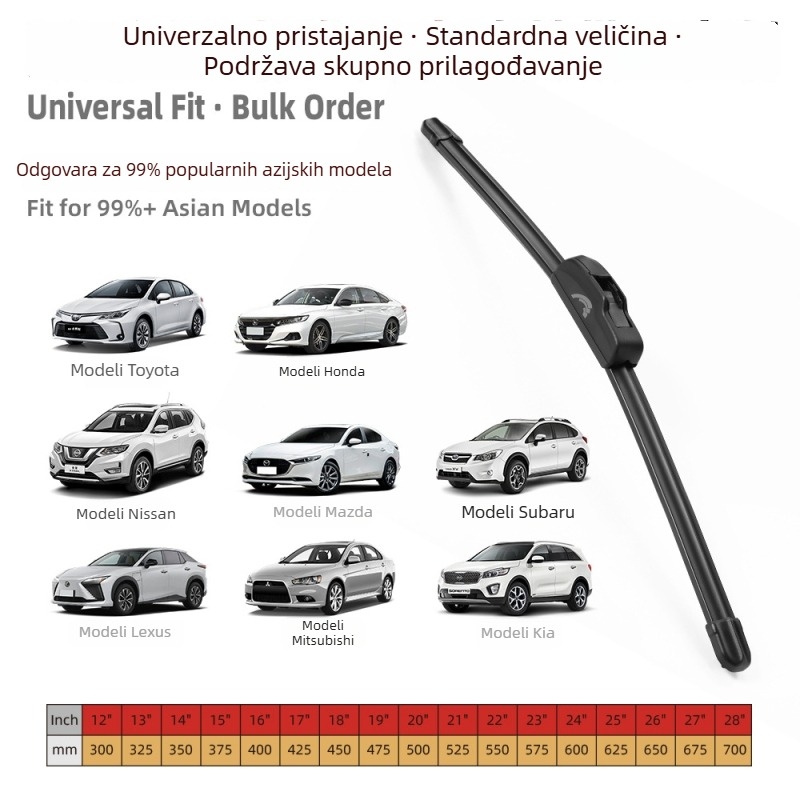 Brisači za automobil u obliku U bez okvira – visoka razlučivost, tiho djelovanje, univerzalna kompatibilnost s 99% modela, Jamčena kvaliteta