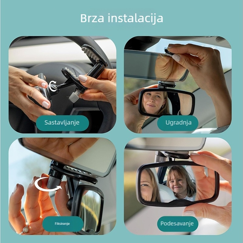 Unutarnje auto ogledalo, clip-on tip, model J25-1606, ravno staklo od akrila, ABS poklopac