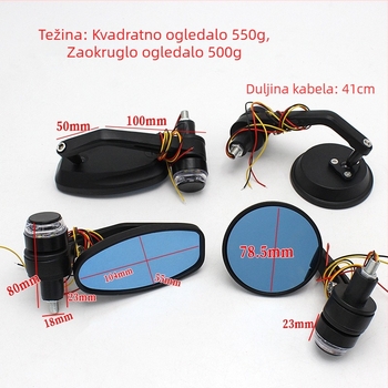 Zadnje ogledalo automobila s dvostrukim zakrivljenjem, aluminijsko kućište, model 0-033