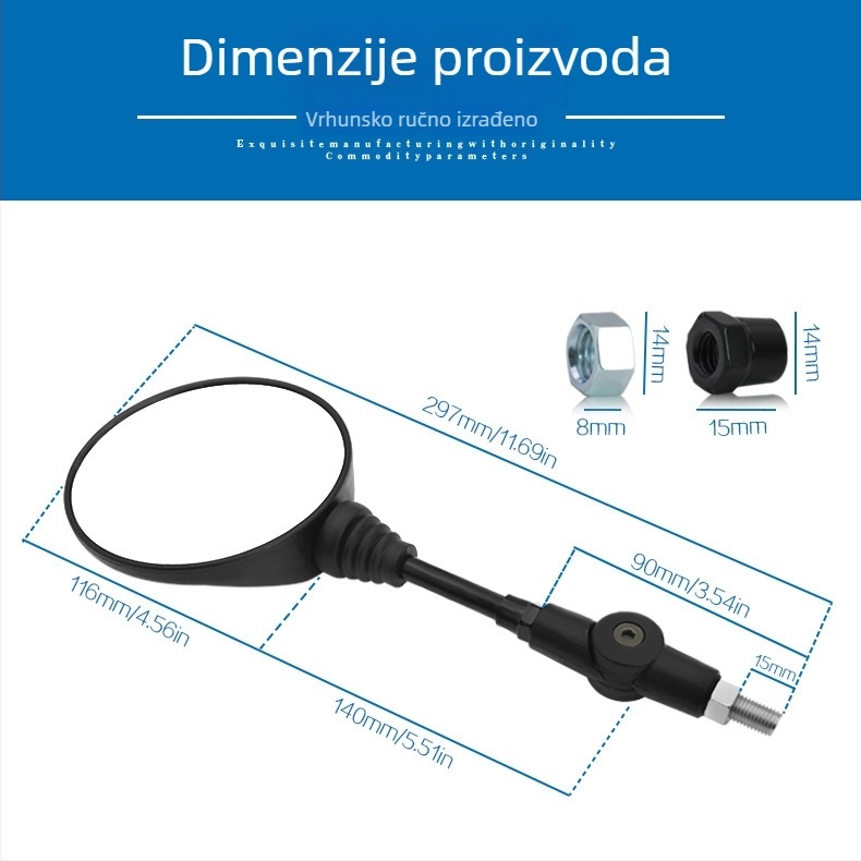 Retrovizor za KTM motocikl – sklopni, sferni ogledalo, kućište od ABS plastike, stakleno ogledalo, univerzalni navoj 10 mm