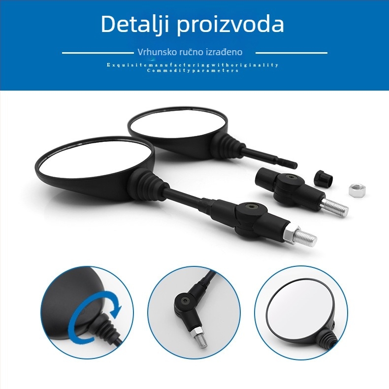 Retrovizor za KTM motocikl – sklopni, sferni ogledalo, kućište od ABS plastike, stakleno ogledalo, univerzalni navoj 10 mm