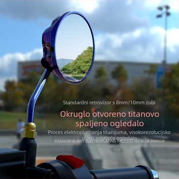 Zadnji retrovizor za motocikl, kružnog oblika – Model YXHSJ, ravno ogledalo, 12V