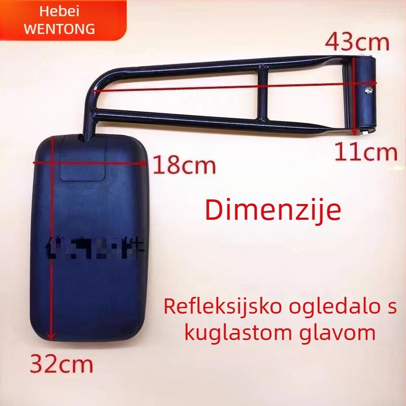 Zadnje ogledalo za Dongfeng strojeve, model 140-2, ravno ogledalo, plastično kućište, pokrov polipropilen