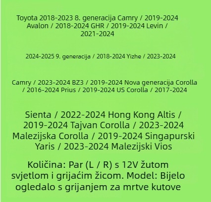 JP005 retrovizor, zakrivljeno staklo, kompatibilan s Toyota.