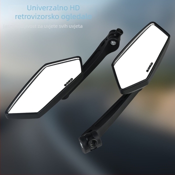 Univerzalno retrovizor za električna vozila i motocikle, 360° podesivo, kvadratno ogledalo, ABS+staklo, ugradnja: prednja i stražnja zubi, za gradska putovanja