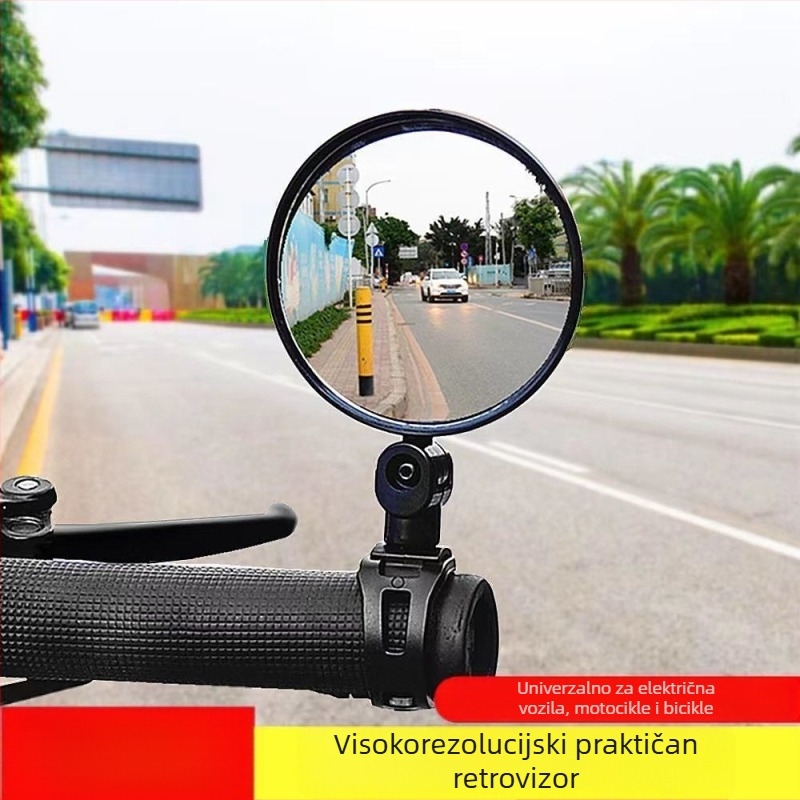 Zadnje ogledalo za električni bicikl, podesivo, sferično ogledalo, plastični poklopac, kompatibilno s univerzalnim električnim biciklima