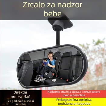 Unutarnji auto ogledalo za bebe sa širokim kutom gledanja, klip za sjenilo i ljepak — dvostruki način promatranja za djecu