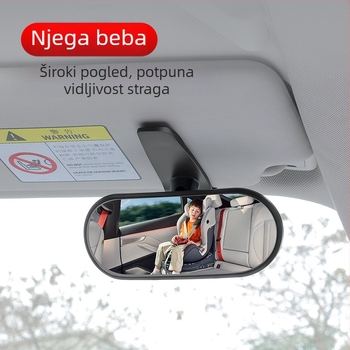 Unutarnji auto ogledalo za bebe sa širokim kutom gledanja, klip za sjenilo i ljepak — dvostruki način promatranja za djecu