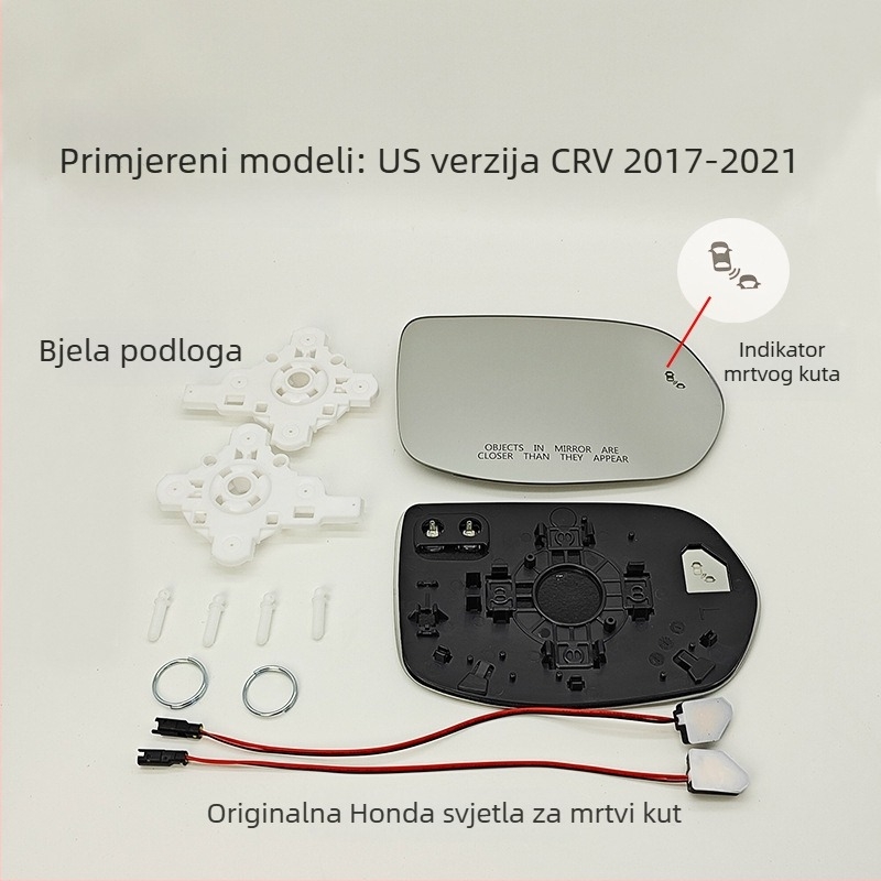 Zagrijavajući retrovizor s osvijetljenjem za mrtvi kut, US verzija Honda CR-V (2017–2022); model JZM0891; sferni ogledalo; 12V; ABS kućište; kromirano ogledalo