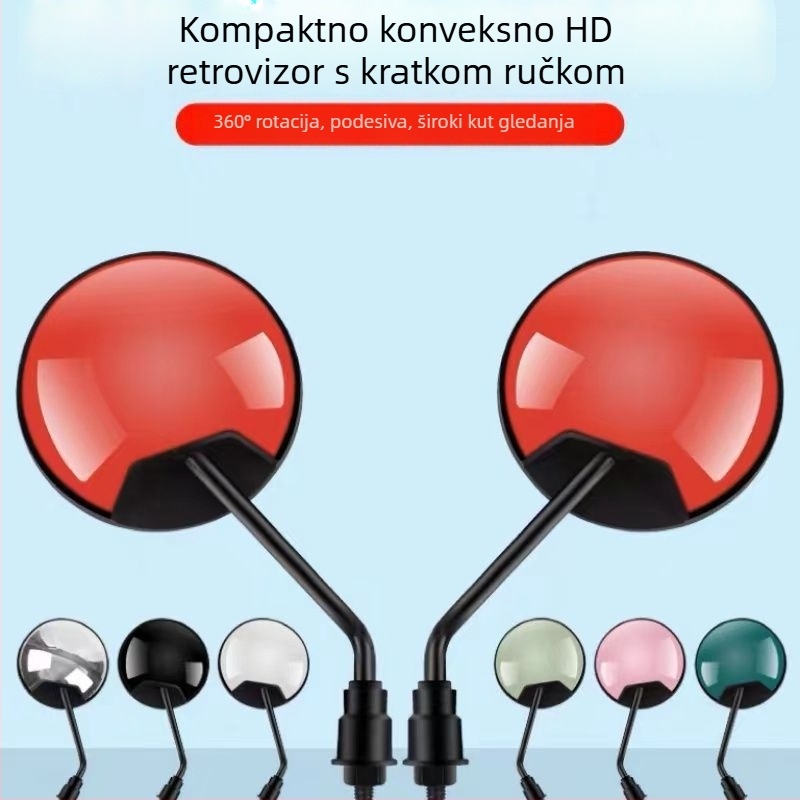 Zadnje ogledalo za električna vozila i električne bicikle, okruglo staklo, univerzalna ugradnja, široko vidno polje