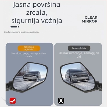 Zadnje ogledalo za električno vozilo s brzim otpuštanjem montaže; aluminizirana odrazna površina; kompatibilno s 1 modelom