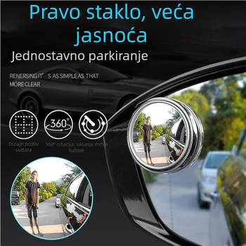 Stražnje ogledalo za automobil, ljepilo montaža; 360° okret; okruglo sferično ogledalo; model XYJ01