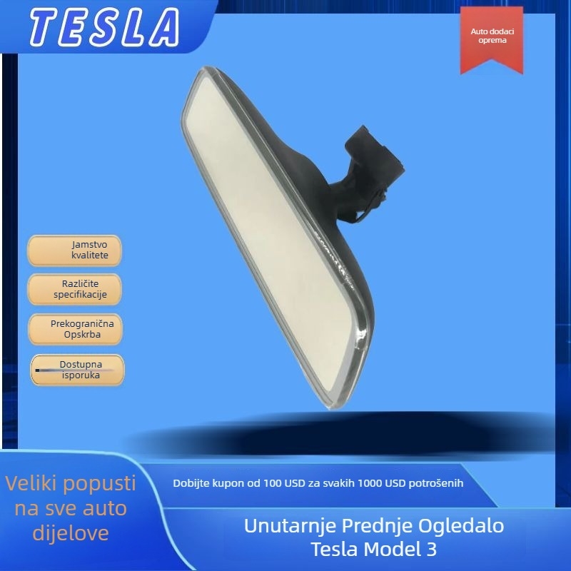 Tesla Model 3 unutarnji retrovizor — ravni ogledalo, ABS materijal, dodatak 1119904
