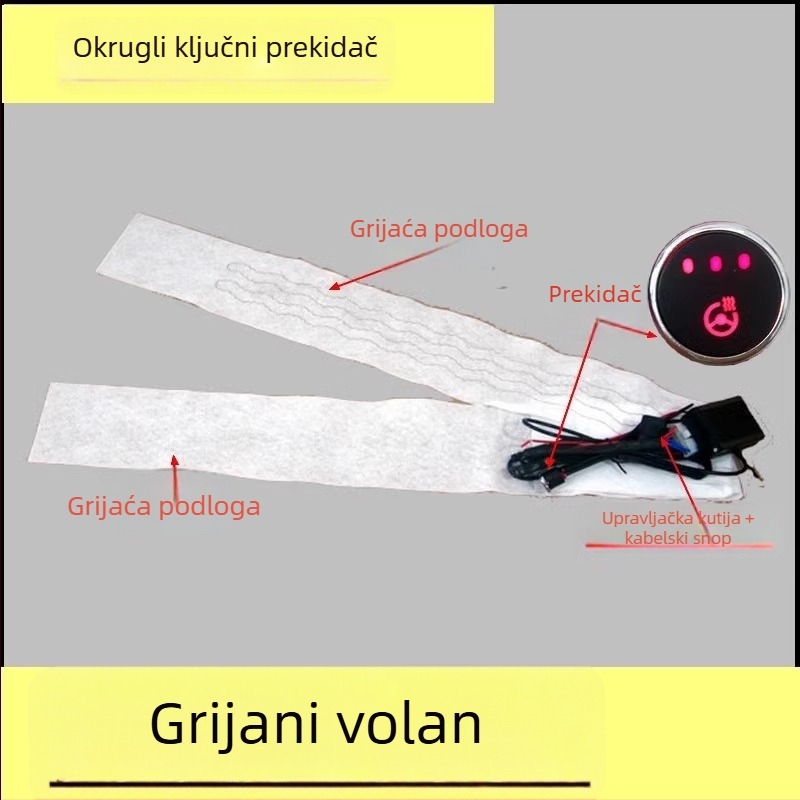Set za grijanje volana automobila – kromirano ogledalo