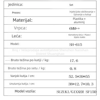 SH-615-BD motociklističko retrovizor, konveksan, plast + aluminij, kompatibilno Suzuki Gixxer SF150 2021 i GSX250R