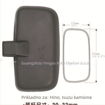 Zadnji retrovizor GS-1673 Manual za kamion Hino/Isuzu; ravno ogledalo; ABS materijal; kompatibilan s Hino Isuzu kamionima