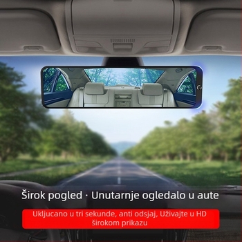 Unutarnji retrovizor za auto sa širokokutnim objektivom, anti-odsjaj, ogledalo s dvostrukom zakrivljenošću, 12V, ABS kućište, univerzalna primjena