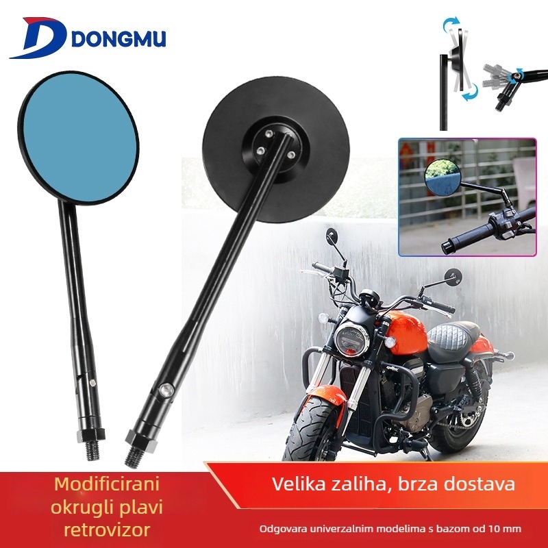Retrovizor za motocikl – okruglog oblika, CNC aluminijska legura, HP-J024, univerzalna kompatibilnost, montaža s pozitivnim i negativnim zubima, visoka otpornost na udarce