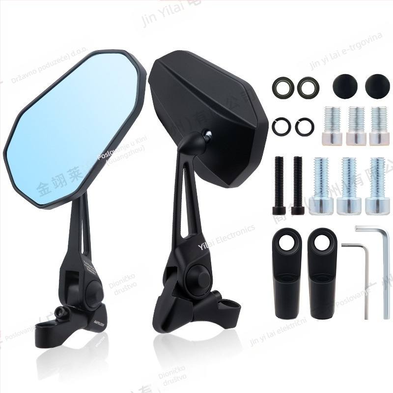Univerzalni retrovizor za električni motocikl, kućište od aluminijskog legura, kvadratno ogledalo, model Hsj-20118, kompatibilan s M8/M10