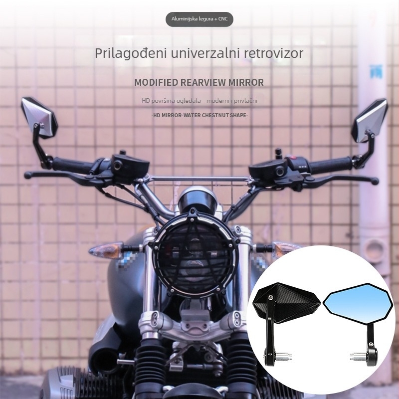HP-J028 Zadnje ogledalo za motocikl, ravno ogledalo, staklo, kućište od aluminijske legure