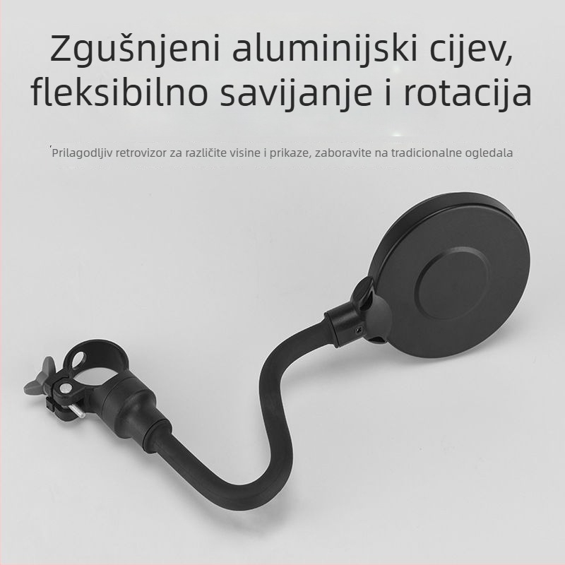 Biciklističko retrovizor za bicikl – brzo otpuštanje, univerzalno dugačak vrat, podesiva cijev, plitko ogledalo.