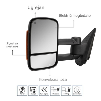 Retrovizor, konveksni, ABS materijal, kompatibilan Chevrolet Silverado/Sierra 07-13 – KUIEN