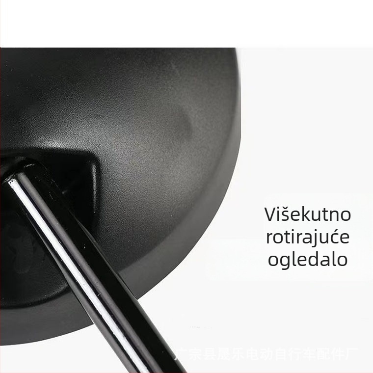 Zadnje ogledalo za električni motocikl, ravno ogledalo, 8 mm šipka, staklena površina, plastična maska