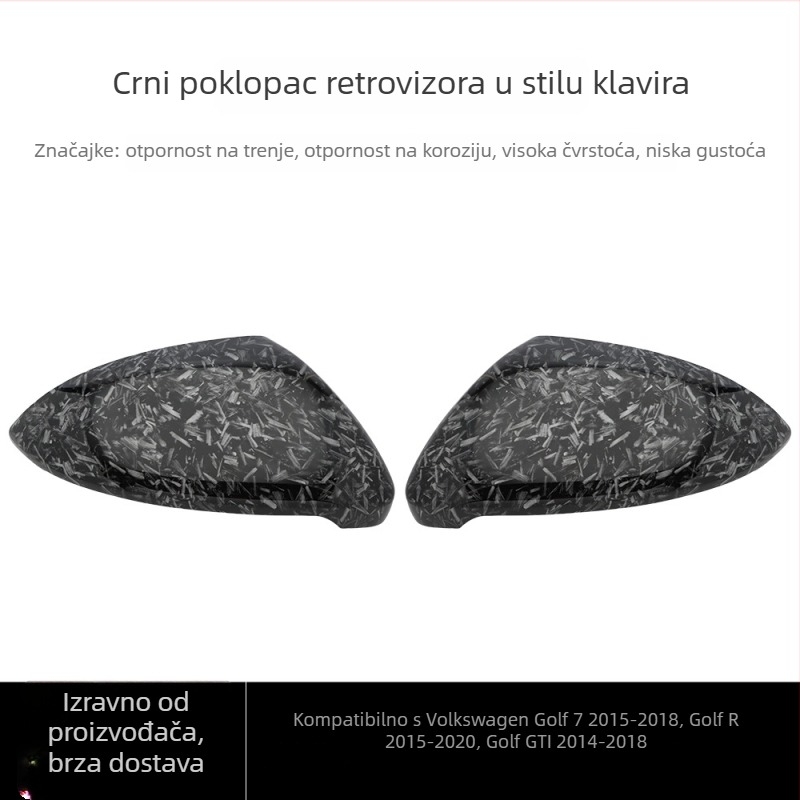 Korpus retrovizora (snap-on), model DZ031-1, ravno ogledalo, kućište ABS+PC, za Golf 7 MK7 7.5 GTI R GTE GTD