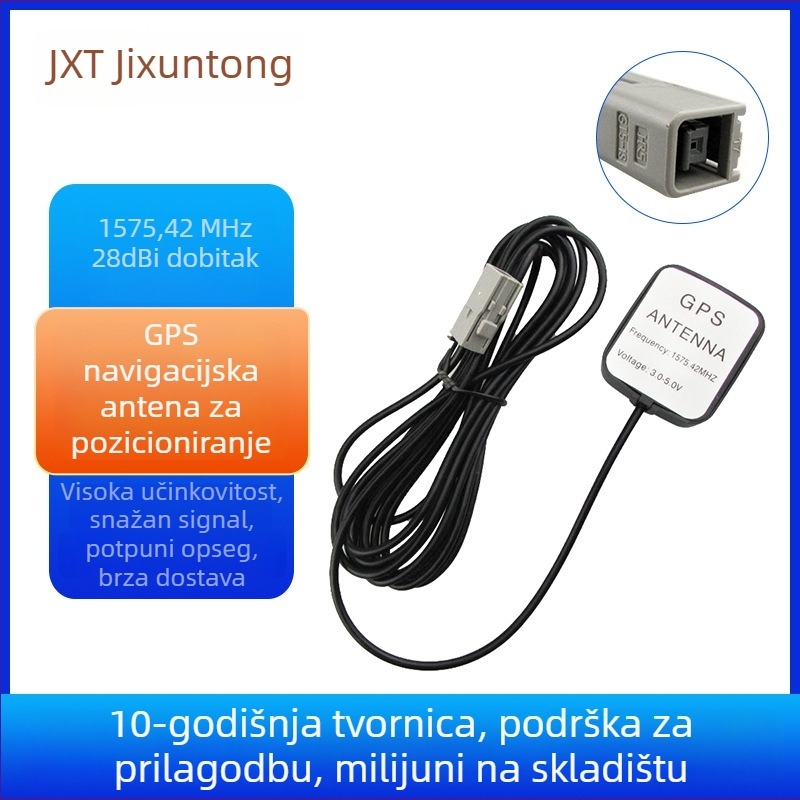 Automobilska GPS antena JXT-GT5, dobitak 28 dB, 1575.42 MHz, 50 Ω impedancija, napajanje 3-5 V
