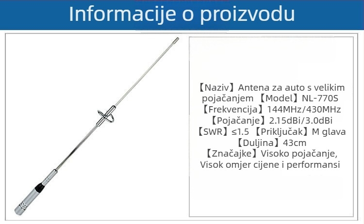 Automobilska antena za radio, navojna montaža, univerzalna kompatibilnost, brend Nodatone, ovlaštene privatne marke