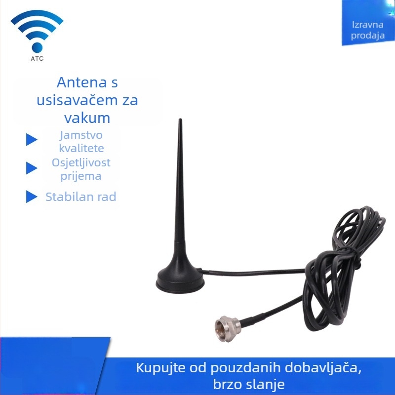 Automobilska antena s usisnom čašicom 4G, omnidirekcijska HD digitalna TV antena s GSM satelitskim pozicioniranjem (YD-X019) – dobitak 10 dB, opseg 80–6000, impedancija 50 Ω, SWR ≤1.5
