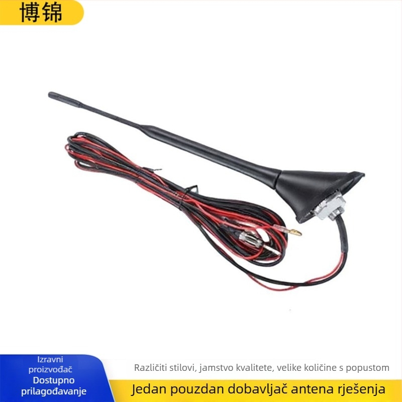 Auto radijska antena za krov s aktivnim pojačanjem signala FM/AM, montaža usisnom čašom, univerzalna kompatibilnost (Tip: auto radijska antena; Montaža: usisna čašica; Kompatibilnost: univerzalna; FM/AM)