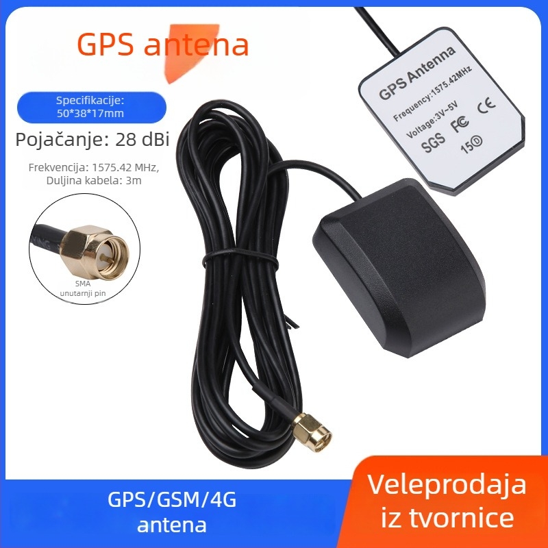 GPS antena za automobilsku navigaciju s filtrom i sekundarnim pojačivačem, visok dobitak 28 dBi.