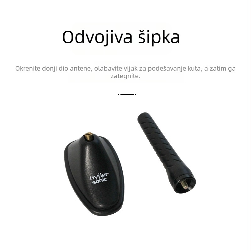 Hypersonic HP-6613 automobilska anti-statistička antena, baza u stilu sjedala, montaža ljepilom, ABS