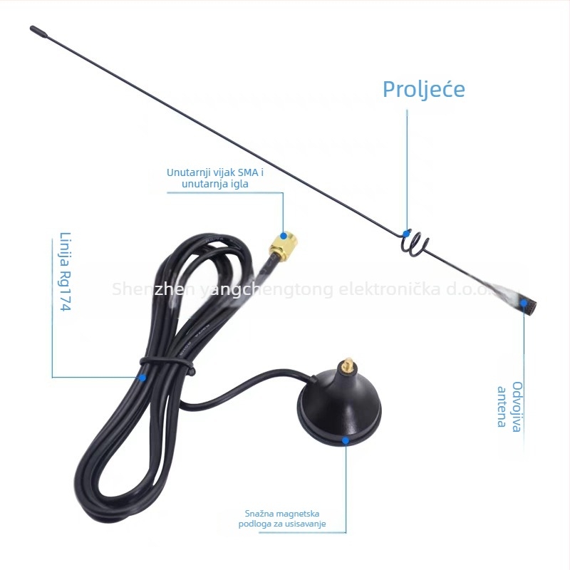 Head Electronic YCT-986 automatska antena za prijenosnu radiostanicu, 174–470 MHz, 8 dBi, 50 Ω, SWR ≤ 1.5, 0–12 V