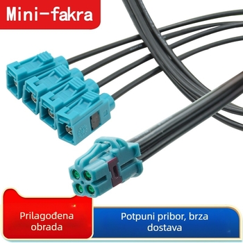 Auto Mini Fakra ženski na četiri Fakra ženski signalni kabel za GPS auto HD kamera