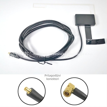 Automobilska DAB/FM/AM digitalna antena — Raspon frekvencija: 174–240 / 1452–1492 MHz; Dobitak: 15 dB ±3 dB; L‑Band dobitak: 18 dB ±3 dB; Izlazna impedancija: 50 Ω; SWR ≤ 2