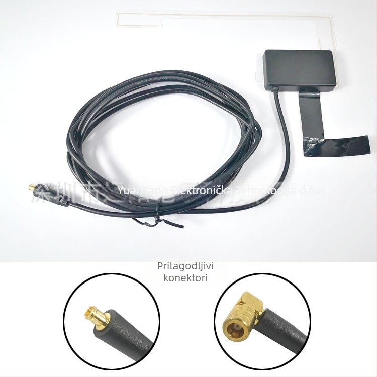 Automobilska DAB/FM/AM digitalna antena — Raspon frekvencija: 174–240 / 1452–1492 MHz; Dobitak: 15 dB ±3 dB; L‑Band dobitak: 18 dB ±3 dB; Izlazna impedancija: 50 Ω; SWR ≤ 2