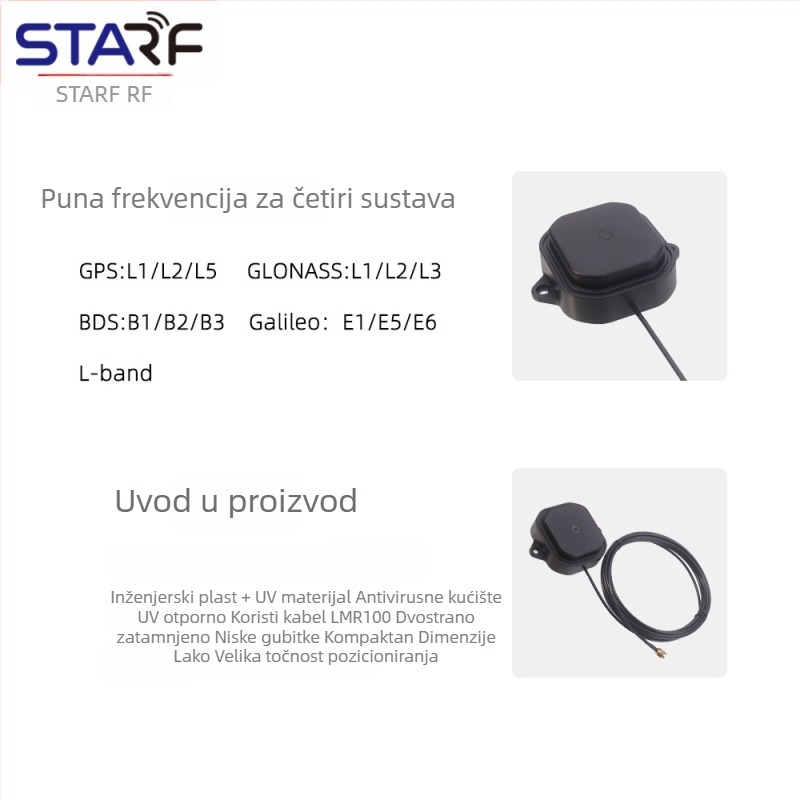 Vanjska GNSS antena za montažu na vozilo, puni frekvencijski raspon, višestruke konstelacije, SMA muški konektor