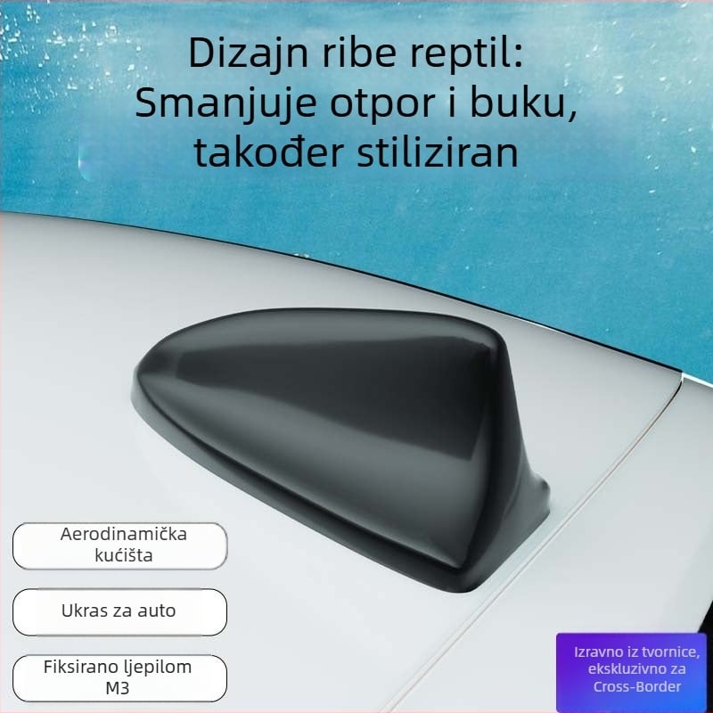 Auto dekorativna antena s dizajnom shark fin, univerzalna, montaža ljepilom, duga trajnost