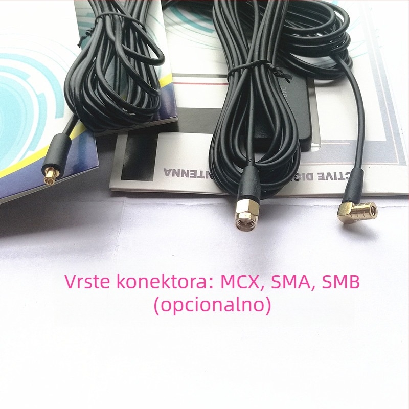 Automobilska DAB/DAB+ digitalna antena za radio, montirana na staklo, aktivna antena, kompatibilna SMB/SMA/MCX