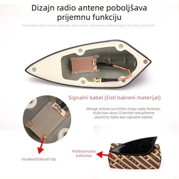 Automobilska antena u obliku shark fin, sa signalom, montaža bez bušenja