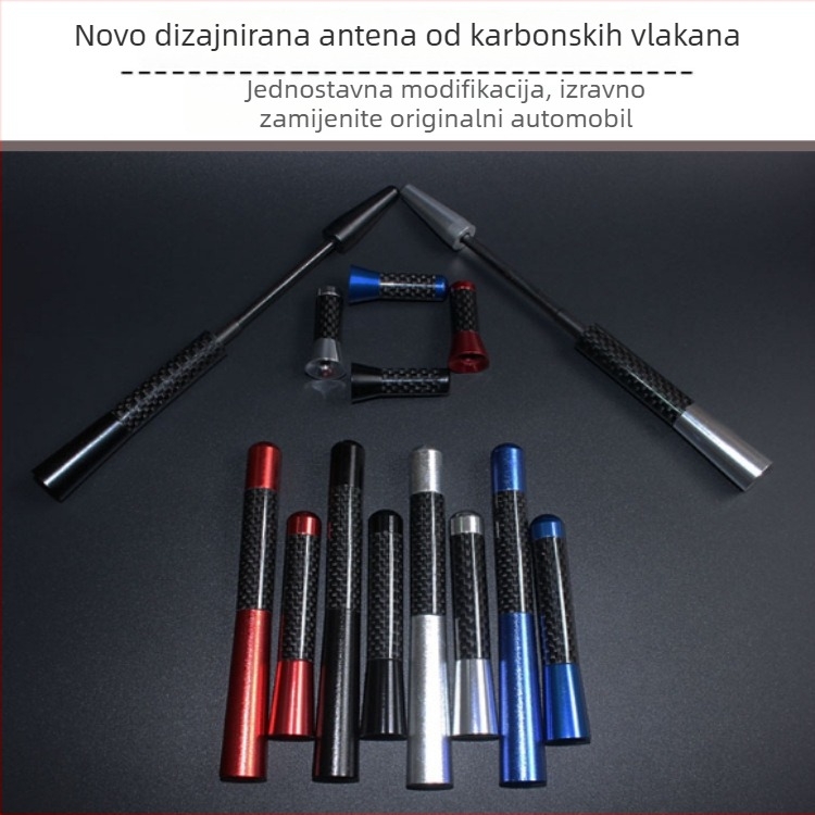 Univerzalna automobilna antena za radio s navojem, karbonska vlakna i metalna konstrukcija, teleskopska, 3,5/8/12 cm
