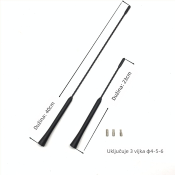 Auto radio antena AM/FM, uspravna, navojni priključak, 12V, univerzalna