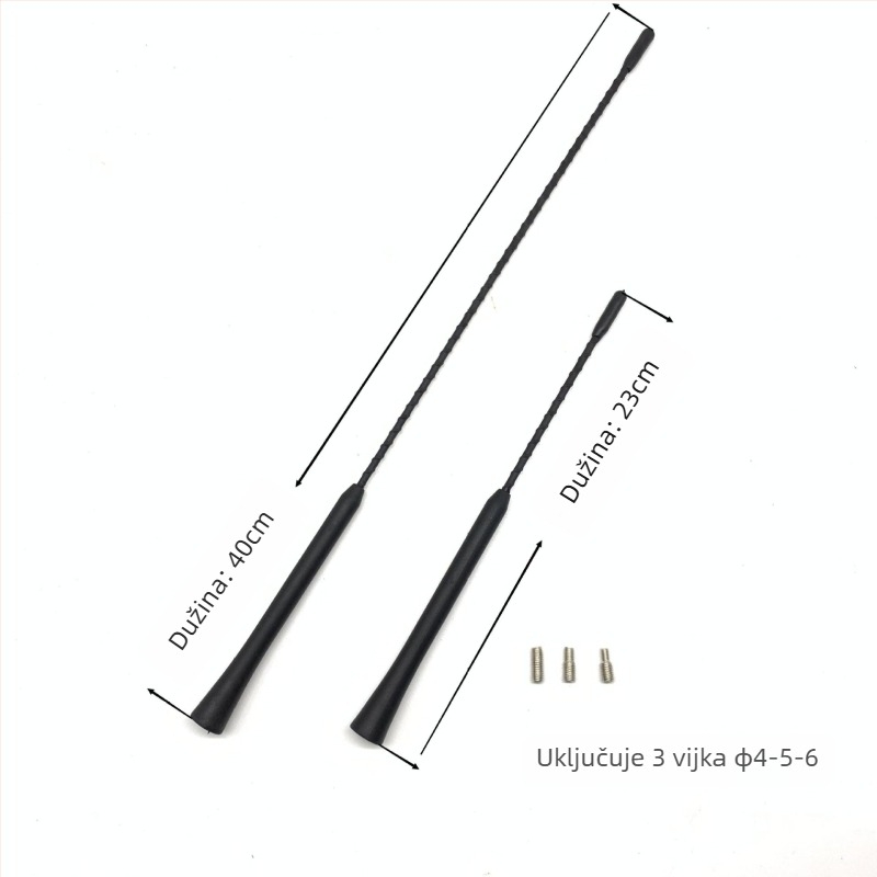 Auto radio antena AM/FM, uspravna, navojni priključak, 12V, univerzalna